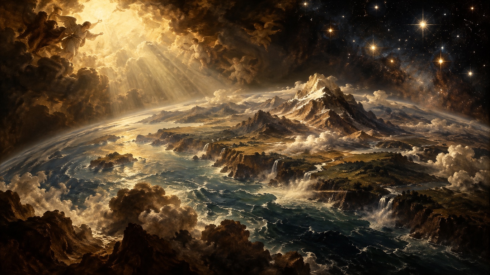 晨星满天，大地正被立定根基